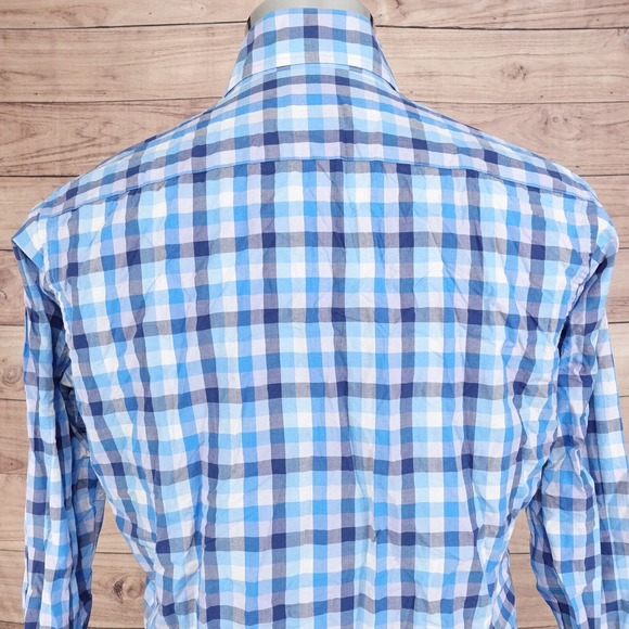 TAILORBYRD COLLECTION BLUE CHECK BUTTON DOWN SHIRT MENS SIZE M MEDIUM - Picture 5 of 7